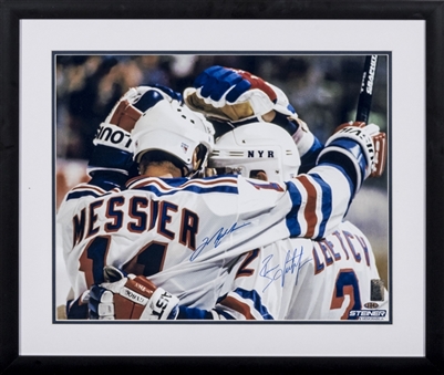 Mark Messier and Brian Leetch Dual Signed 16x20 Framed Photograph (Steiner)